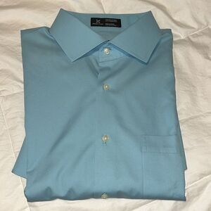 New Nordstrom Smartcare all cotton Swept collar No Iron TrimFit Dress work Shirt